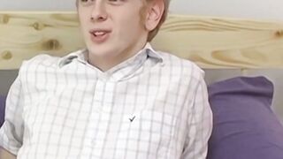 Blond twink Sky Sylvanus plays his dick and jerks off solo