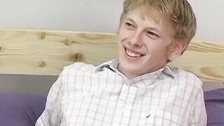 Blond twink Sky Sylvanus plays his dick and jerks off solo