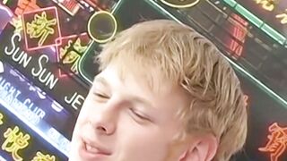 Blond twink Sky Sylvanus plays his dick and jerks off solo