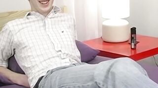 Blond twink Sky Sylvanus plays his dick and jerks off solo