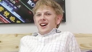 Blond twink Sky Sylvanus plays his dick and jerks off solo