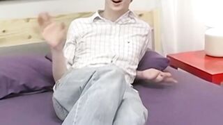 Blond twink Sky Sylvanus plays his dick and jerks off solo