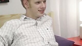 Blond twink Sky Sylvanus plays his dick and jerks off solo