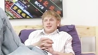 Blond twink Sky Sylvanus plays his dick and jerks off solo