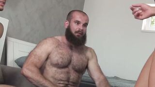 THREE IN A THRILLING TOSSUP Linda Caprice Teamed Up with Mansized Hunks John Barber and Ricky Ros for the Ultimate Satisfying Wanking Party!