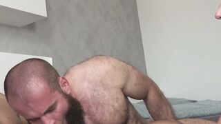 THREE IN A THRILLING TOSSUP Linda Caprice Teamed Up with Mansized Hunks John Barber and Ricky Ros for the Ultimate Satisfying Wanking Party!
