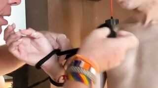 Smooth sub Jonny Montero takes steamy hot kinky pleasures from his dominators