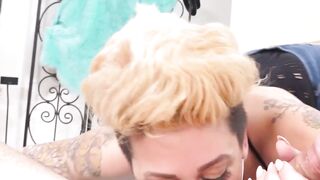 BREATHLESS Inked Seductress Della Dane Devours Huge Cock in Epic Blowjob Orgy