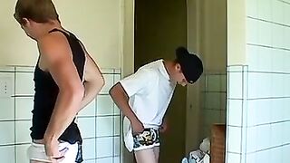 Kelly Cooper and Grant Hiller in a full strip wrestle match