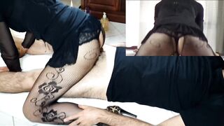 Dick Grind with Nailed and Jizzed. Masseuse Babe Butt, High