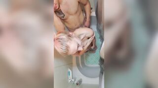 Skinny milf, Fuck Rough into the Shower, Orgasm