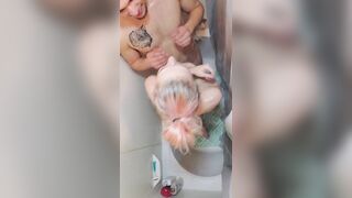 Skinny milf, Fuck Rough into the Shower, Orgasm