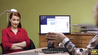 LOAN4K. Red Head has spontaneous sex into the office with loan