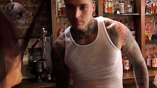 Trans Jaquelin Braxton and inked Ruckus flirting ends with cum shower