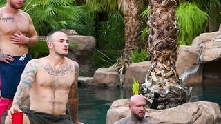 Benvi gets BONEDRILLED by 4 Brawny Bods in craziest Poolside Gangbang EVER!