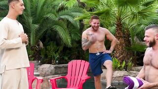 Benvi gets BONEDRILLED by 4 Brawny Bods in craziest Poolside Gangbang EVER!