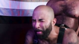 UNLEASH THE BEAST Chubby Hunk Lanz Adams SMASHES Beefy Jock Atlas Grant in WILD 3WAY BAREBACK BRAWL!