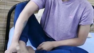 UNBELIEVABLE FEET FETISH FRENZY! Skinny Asian Slave Devotes Entire Oral Sex Routine To Sucking His Own Toes!