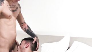 Kinky Latino teen deepthroats hard cocks in spitroast orgy
