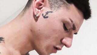 Kinky Latino teen deepthroats hard cocks in spitroast orgy