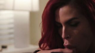 RED ALERT! Tight  Gapless Ass Trans Babe Rides Thick BBC Cock So Deep  Hard She Yelps for More!