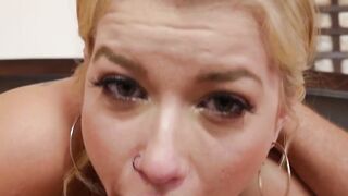 Blond Cutie Gives Her Man A Morning Wood Handjob And Blow Job