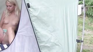 UNLEASH THE BEAST! 8 min 909 7 0 VOTE Braless Camping Babe Sara Teases and Relinquishes