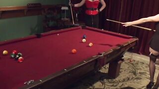 TS Tiffany Starr leaves cum in pool loser Nikki Delanos tight pussy