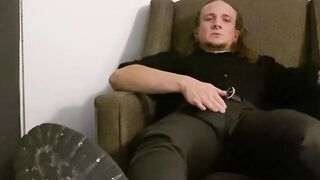 Long haired hunk Peter Hooke unloads hot jizz after SOLO WANKING session