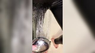 Ebony Leather Pants into the Shower