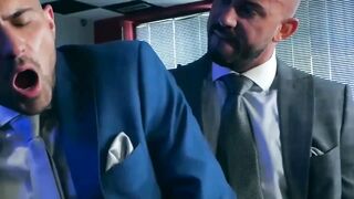 Office workers Bruno Max and Robbie Rojo anal fucking rough