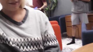 Blonde Krissy Knight sucks and fucks her roommate in their dorm mate