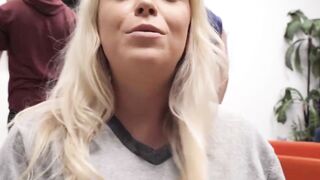 Blonde Krissy Knight sucks and fucks her roommate in their dorm mate