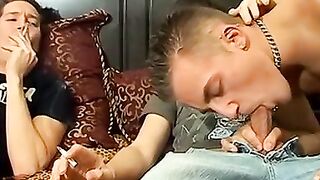 Hot twink Ayden takes a shower then fucks his gay friends