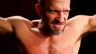 Submissive man tied up and whipped in hardcore style