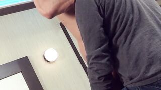 Masked muscular hunk masturbates his big long cock