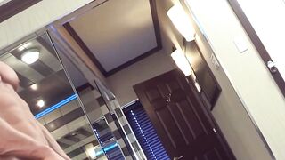 Masked muscular hunk masturbates his big long cock