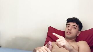 Cute Hunk Henry Lynes enjoys stroking his huge cock in his bed