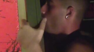 Twink subdued into sucking cock before being blown himself