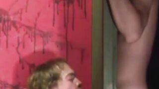 Twink subdued into sucking cock before being blown himself