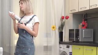 Teen cutie with amazing natural tits plays with her pussy