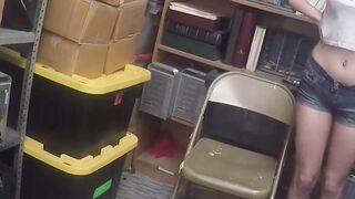 "Thieving Teen Gets Double Stuffed By Mall Cop's Big Dick"
