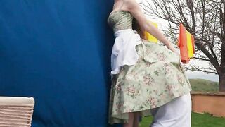 "Traditional Housewives - Old-Fashioned Couple Enjoying Intimate Moments"