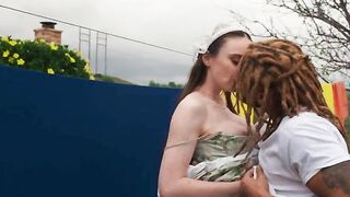 "Traditional Housewives - Old-Fashioned Couple Enjoying Intimate Moments"