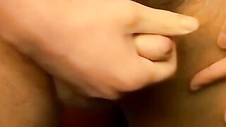 Handsome young guy Cristian in a solo dick wanking off session in the bar