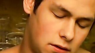 Handsome young guy Cristian in a solo dick wanking off session in the bar