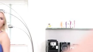 Blindfolded brunette Sophies raunchy roommate reveal