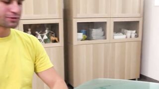 Blindfolded brunette Sophies raunchy roommate reveal