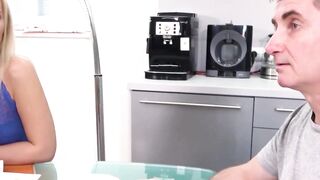 Blindfolded brunette Sophies raunchy roommate reveal