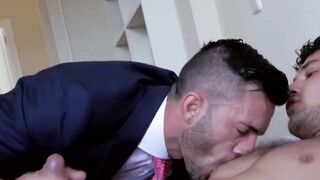 Suit sex with a businessman who loves sucking some hard cock